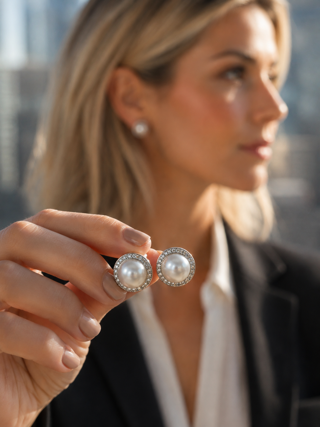 Aros Hippie Chic bañados en plata con preciosa perla de fantasia fina blanca y mini circones. Largo 1.2 cm.