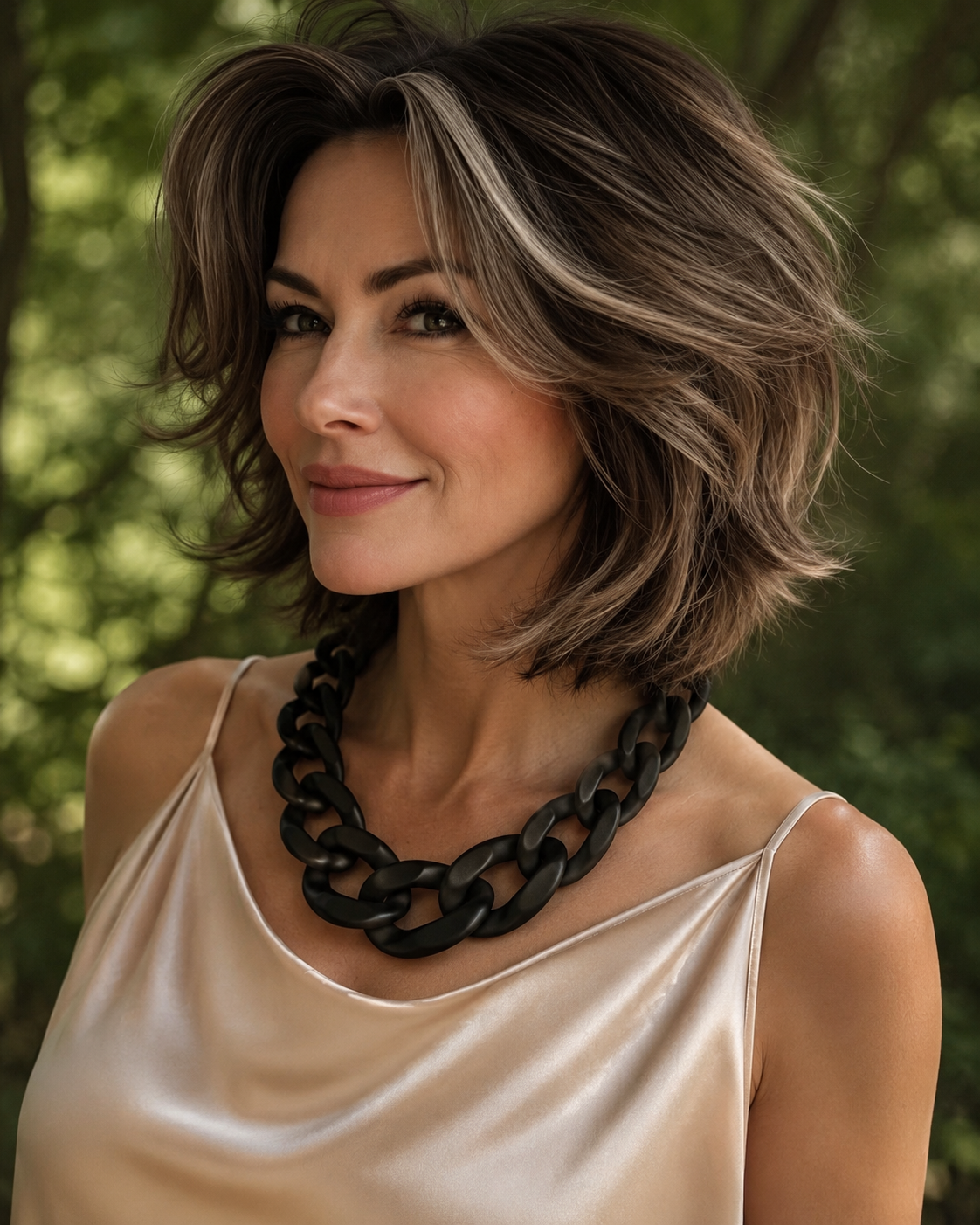 Collar Hippie Chic corto de elegante acrilico negro opaco con broche dorado.
